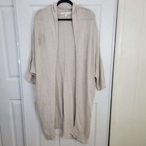 NORDSTROM COLLECTION Size Large/ XLarge Beige Linen Silk Open Front Cardigan - Picture 1 of 10